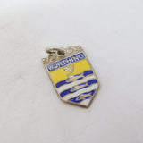 Sterling Silver Enamel Worthing Shield Charm Pendant Vintage c1970