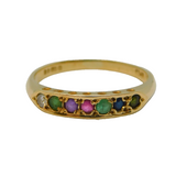 9ct Gold 'Dearest' Stone Set Acrostic Dress Ring Vintage 1985 London