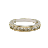 Sterling Silver Multi-Stone CZ Set Half Eternity Ring Modern c1990 Size Q 1/2