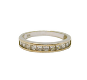 Sterling Silver Multi-Stone CZ Set Half Eternity Ring Modern c1990 Size Q 1/2
