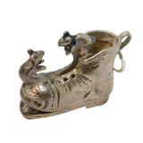 Sterling Silver Mice in the Boot Charm Pendant Vintage c1970