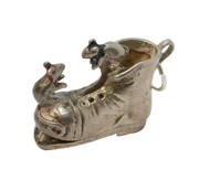 Sterling Silver Mice in the Boot Charm Pendant Vintage c1970