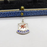 Sterling Silver and Coloured Enamel Travel Shield 'Wales' Charm Pendant c1970