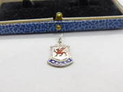 Sterling Silver and Coloured Enamel Travel Shield 'Wales' Charm Pendant c1970