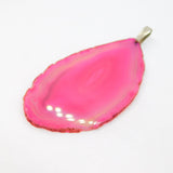 Sterling Silver Bright Pink Banded Agate Slice Studio Pendant Vintage c1980s