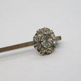 Art Deco Sterling Silver & Sparkling Paste Set Floral Bar Brooch Antique c1920s