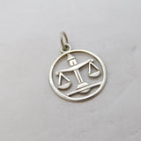 Sterling Silver Libra Scales of Justice Charm Pendant Vintage c1970