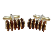 Pair of Sterling Silver Baltic Amber Set Gents Cufflinks Vintage c1960