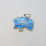 Sterling Silver Enamel Jersey Souvenir Charm Pendant Vintage c1970s