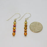 Pair of Sterling Silver Copper-Tone Glass Bead Drop Earrings Contemporary c2010