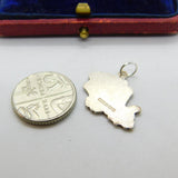 Sterling Silver and Enamel Hampshire Map Travel Shield Charm Vintage c1970