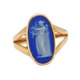 Victorian 9ct Rose Gold Wedgwood Cameo Dress Ring Antique c1850s