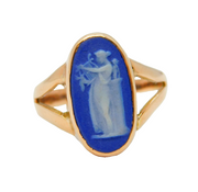 Victorian 9ct Rose Gold Wedgwood Cameo Dress Ring Antique c1850s