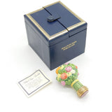 Boxed Halcyon Days Sterling Silver Gilt & Ceramic Floral Seal Vintage London