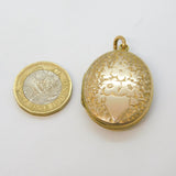Victorian Gold Plated Floral Pattern Sweetheart Locket Antique c1880s