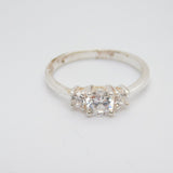 Sterling Silver Engagement Ring With Cubic Zirconia Vintage c1970 Size O