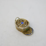Sterling Silver Gilt Enamel Cap Charm Pendant Vintage c1970s