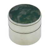 Sterling Silver & Moss Agate Topped Trinket Pot Vintage 1976 London