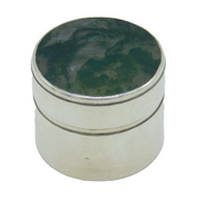 Sterling Silver & Moss Agate Topped Trinket Pot Vintage 1976 London