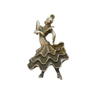 Sterling Silver Spanish Flamenco Dancer Charm Pendant Vintage c1970s