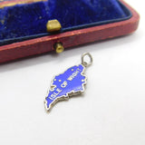 Sterling Silver Isle of Wight Enamel Map Charm Pendant Vintage c1970