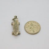 Sterling Silver Textured Skateboard Charm Pendant Vintage c1980s