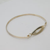 Sterling Silver CZ Set Brushed & Polished Ellipse Bangle Bracelet Modern c1990s