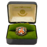 Caithness Jewellery Box Sterling Silver Floral Glass Dress Ring Vintage 1974