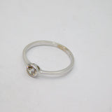 Sterling Silver Round CZ Solitaire Narrow Band Ring Vintage c1970 Size M 1/2