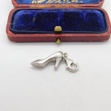 Sterling Silver Woman's High Heeled Shoe Charm Pendant Vintage c1970