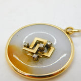 20th Century Chinese 14ct Gold, Natural Jade & Diamond Pendant Antique c1920s