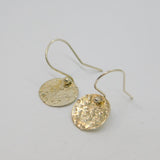 Pair of Sterling Silver Hammered Disc Studio Drop Earrings Contemporary c2000