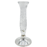 Sterling Silver & Floral Cut Glass Flower Vase Vintage 1985 Birmingham
