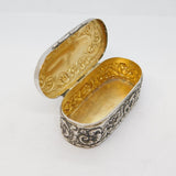 Edwardian Sterling Silver Floral Pattern Jewellery Box Antique 1904 Birmingham