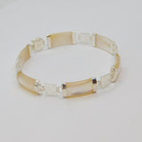 Sterling Silver Mother Of Pearl Panel Form Bracelet Contemporary c2000
