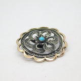 Scandinavian Sterling Silver & Gold Turquoise Filigree Art Deco Brooch Pin c1930