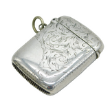 Victorian Sterling Silver Floral Pattern Vesta Case Antique 1896 Birmingham
