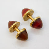 Victorian Pair of 9ct Gold & Sugar Loaf Carnelian Agate Cufflinks Antique c1860