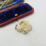 Sterling Silver Filigree Open Rose Charm Pendant Vintage c1970