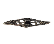 Sterling Silver Onyx Set Eagle Bird Form Bar Brooch Vintage c1970s