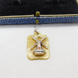 Sterling Silver Windmill on Mother of Pearl Backing Charm Pendant Vintage c1970