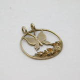 Scottish Sterling Silver Butterfly Floral Disc Studio Pendant Vintage c1970s