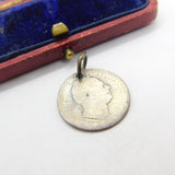 Sterling Silver William IV Sixpence Coin Charm Pendant Antique c1835