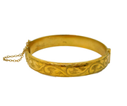 Art Deco Rolled Gold Floral Pattern Cuff Bangle Bracelet Antique c1930s