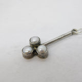 Sterling Silver Pearl Set Floral Drop Charm Pendant Vintage c1970