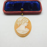 Spare Shell Cameo Woman in Profile Charm Pendant Vintage c1970