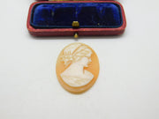 Spare Shell Cameo Woman in Profile Charm Pendant Vintage c1970