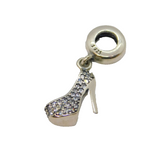 Sterling Silver CZ Stiletto Heel Shoe Bracelet Charm Or Pendant Modern c2010s