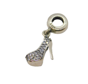 Sterling Silver CZ Stiletto Heel Shoe Bracelet Charm Or Pendant Modern c2010s