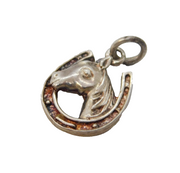 Sterling Silver Horse Riding Charm Pendant Vintage c1970s